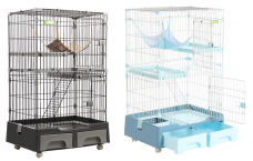 Built-in litter box cat cage