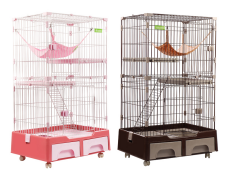 Built-in litter box cat cage